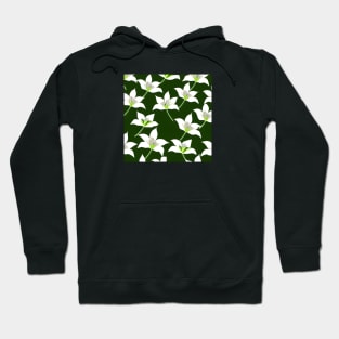 Small white lilies on a green base Hoodie